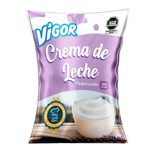 Crema de Leche Pasteurizada VIGOR Bolsa 946 ml